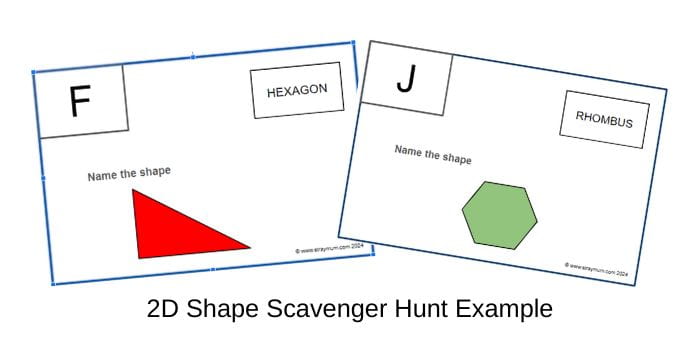 example of the 2d shape scavenger hunt printable