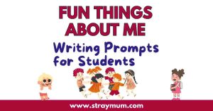 Fun Things About Me Writing Prompts with children playing